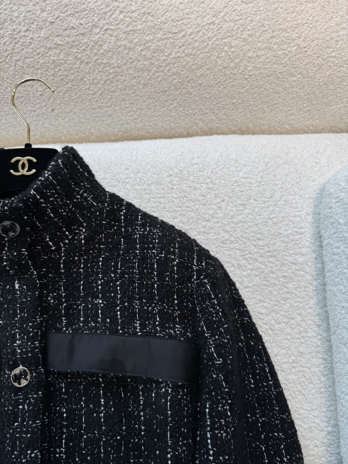 NIGO Chanel 25FW Women's Tunic Jacket Cashmere Tweed Thick Flower Stand Collar Mid Length Style #nigo332919