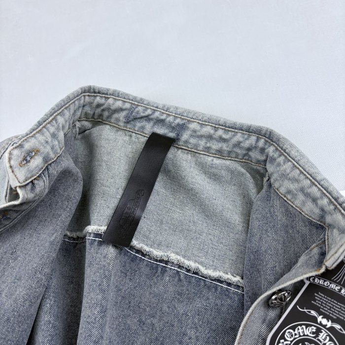 NIGO Chrome Hearts Logo Pattern Lapel Single Breasted Long Sleeve Denim Jacket #nigo332839