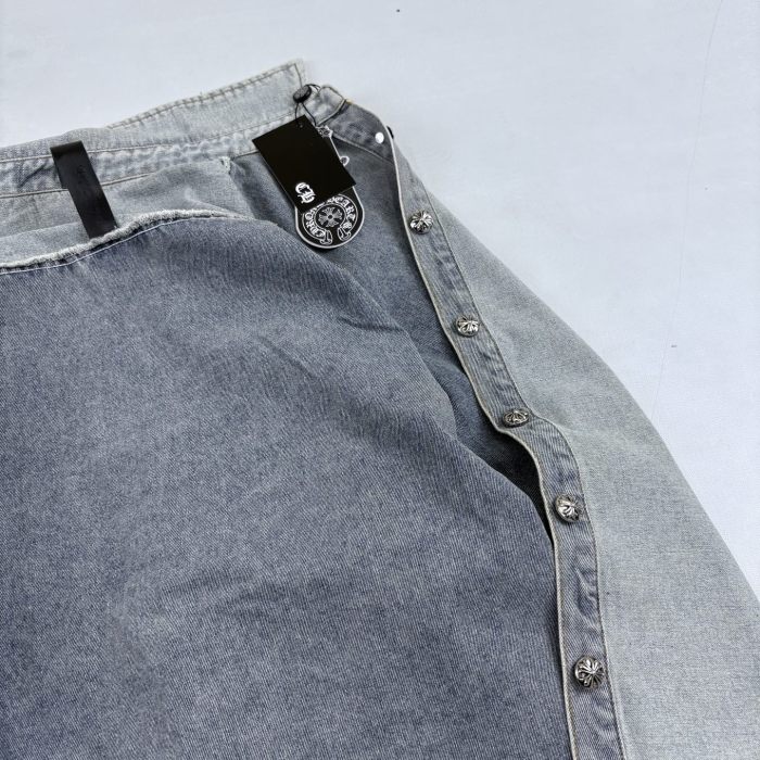 NIGO Chrome Hearts Logo Pattern Lapel Single Breasted Long Sleeve Denim Jacket #nigo332839
