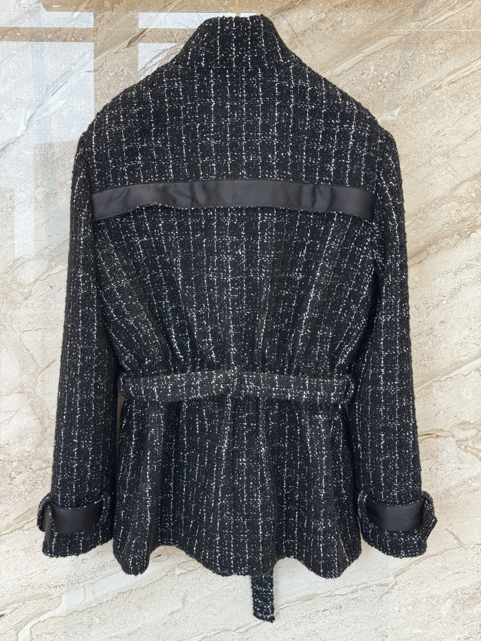 NIGO Chanel 25FW Women's Tunic Jacket Cashmere Tweed Thick Flower Stand Collar Mid Length Style #nigo332919