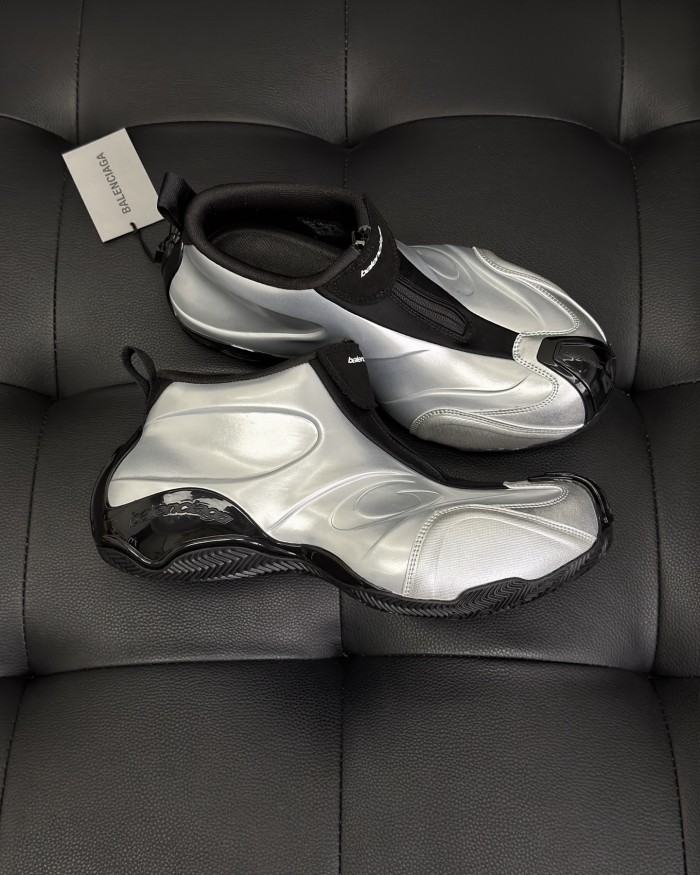 NIGO Balenciaga Basketball White Distressed Round Toe Zipper Basketball Shoes #nigo332802