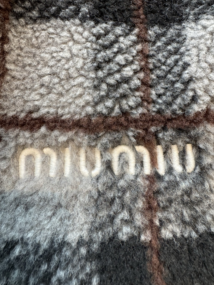 NIGO MIUMIU Gray Vintage Plaid Collar Wool Polar Fleece Jacket Short Skirt Set #nigo332477