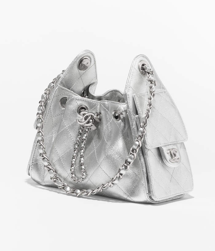 NIGO Chanel 25 Women's Mini Handbag Metallic Grained Embossed Calfskin And Silver Metal Silver #nigo332929