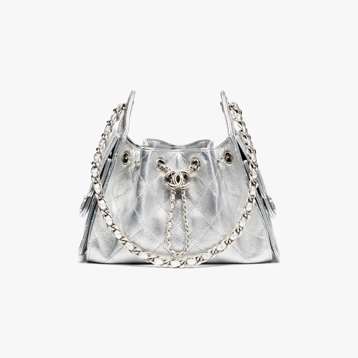 NIGO Chanel 25 Women's Mini Handbag Metallic Grained Embossed Calfskin And Silver Metal Silver #nigo332929