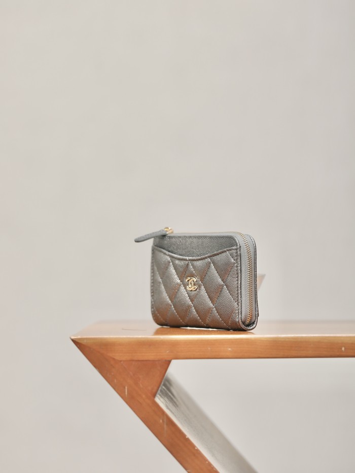 NIGO Chanel Diamond Pattern Design Brand Logo Grained Calfskin Card Holder Wallet #nigo262345
