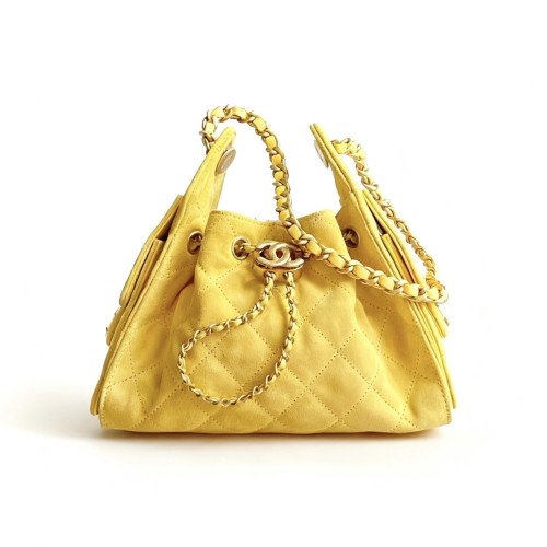 NIGO Chanel 25 Women's Mini Bag Suede-Effect Calfskin And Gold-Tone Metal Yellow #nigo332928