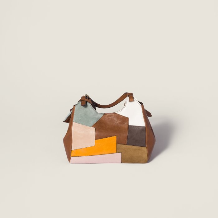 NIGO MiuMiu Patchwork Leather Bag Oak Brown Color Matching #nigo333001