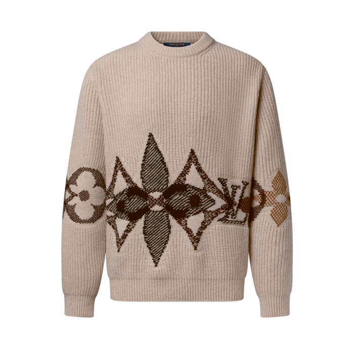 NIGO Louis Vuitton Men's Monogram Intarsia Superfine Wool Crew Neck Sweater #nigo333010