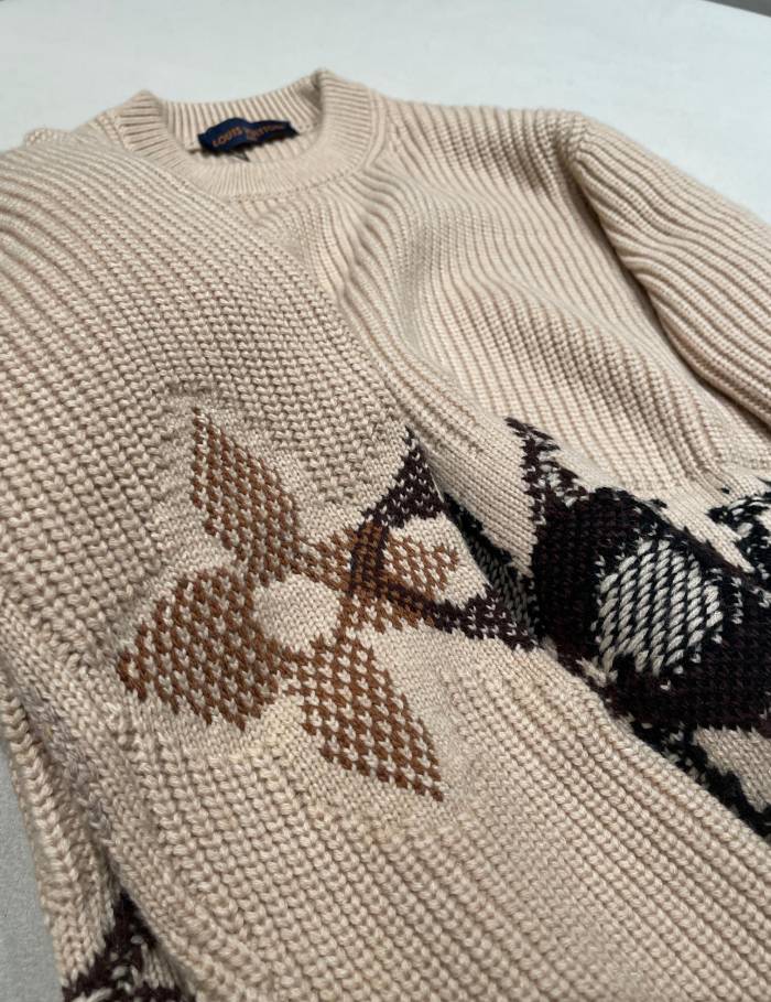 NIGO Louis Vuitton Men's Monogram Intarsia Superfine Wool Crew Neck Sweater #nigo333010