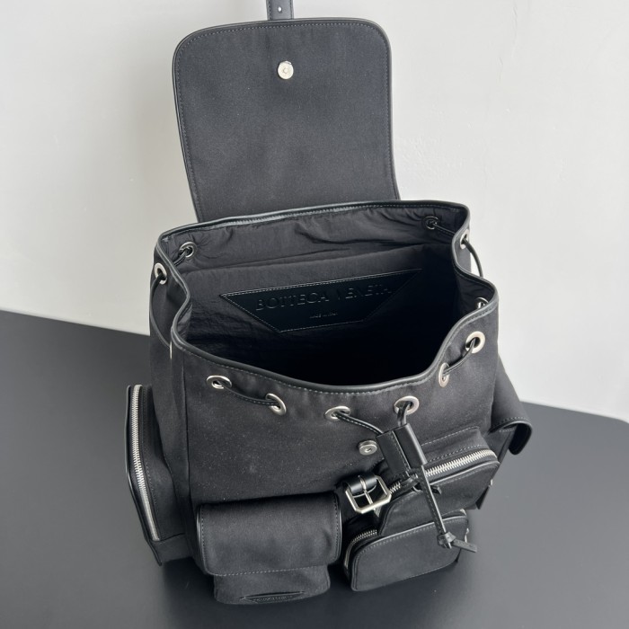 NIGO Bottega Veneta Crossroad Multi-Pocket Nylon Backpack Woven Leather Adjustable Straps #nigo333014