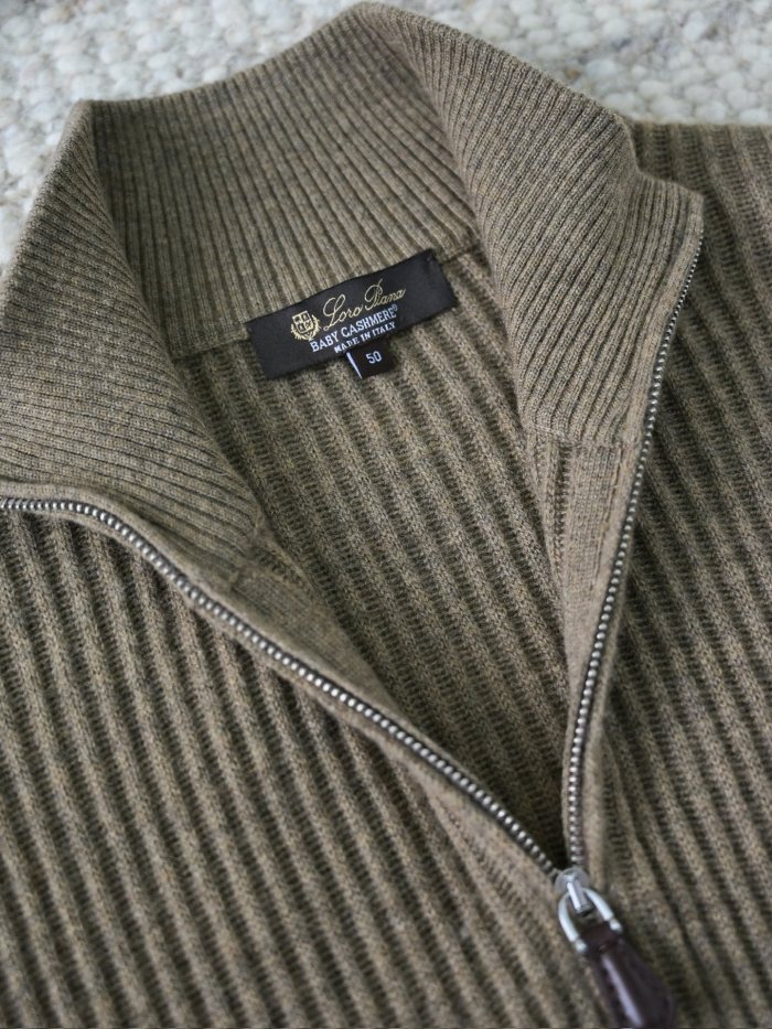 NIGO Loro Piana Plane Tree Men's Sweater Ribbed Turtleneck Half-zip Pullover Long-sleeved Cashmere Sweater #nigo332989