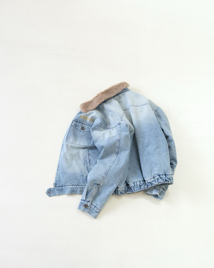 NIGO MiuMiu Denim and Wool Trucker Jacket Washed Embroidery Light Blue #nigo332979