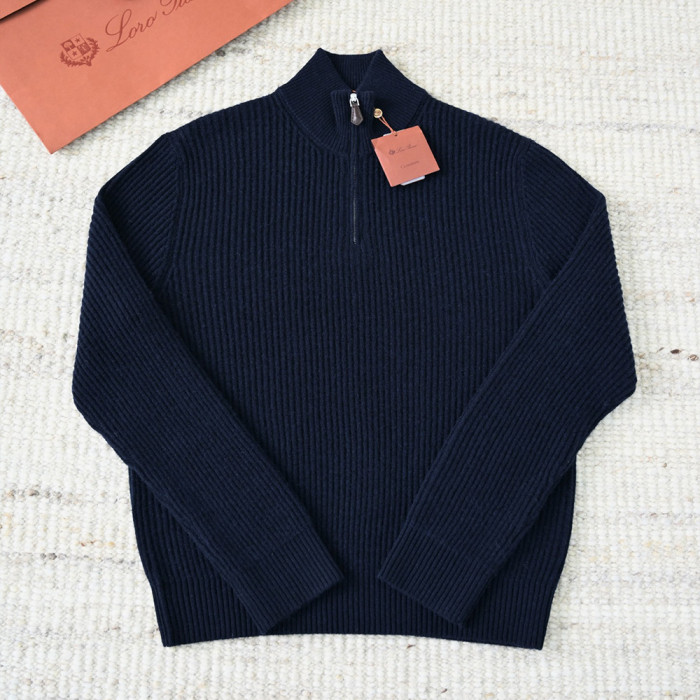 NIGO Loro Piana Plane Tree Men's Sweater Ribbed Turtleneck Half-zip Pullover Long-sleeved Cashmere Sweater #nigo332989