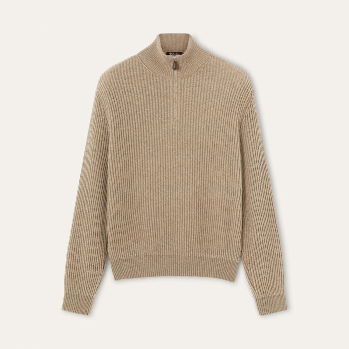 NIGO Loro Piana Plane Tree Men's Sweater Ribbed Turtleneck Half-zip Pullover Long-sleeved Cashmere Sweater #nigo332989