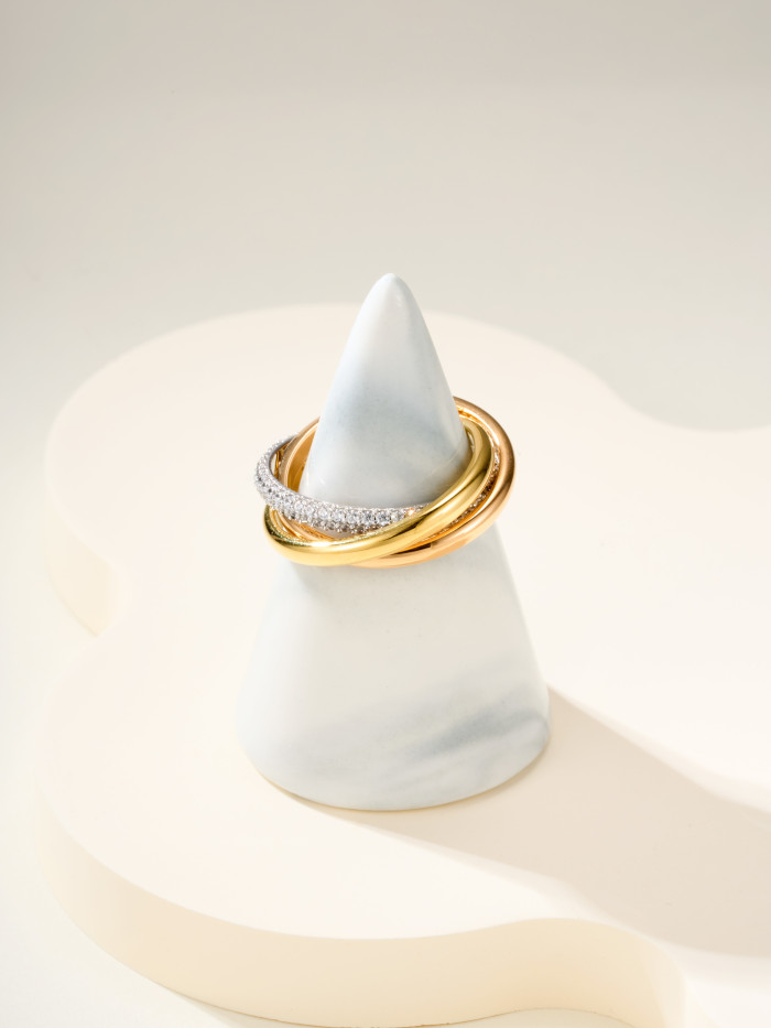 NIGO Cartier Trinity Women's Single Circle Diamond Small Yellow Gold White Gold Rose Gold Ring #nigo323387