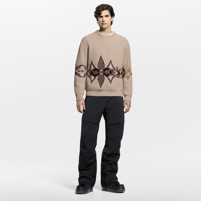 NIGO Louis Vuitton Men's Monogram Intarsia Superfine Wool Crew Neck Sweater #nigo333010