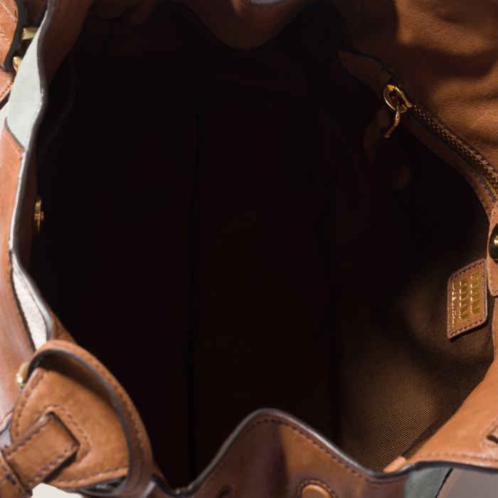NIGO MiuMiu Patchwork Leather Bag Oak Brown Color Matching #nigo333001