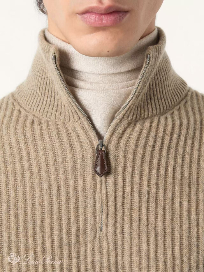 NIGO Loro Piana Plane Tree Men's Sweater Ribbed Turtleneck Half-zip Pullover Long-sleeved Cashmere Sweater #nigo332989