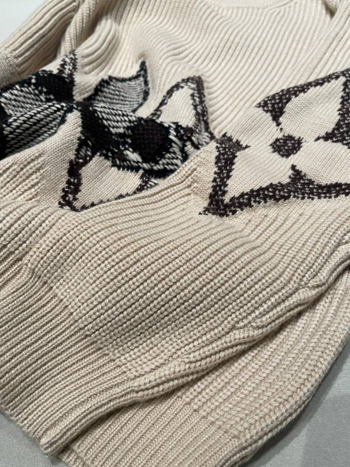 NIGO Louis Vuitton Men's Monogram Intarsia Superfine Wool Crew Neck Sweater #nigo333010