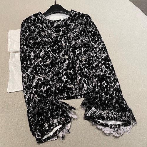 NIGO Chanel 25A Women's Advanced Handicraft Series Lace and Velvet Spliced ​​Cropped Jacket Pants  #nigo333009