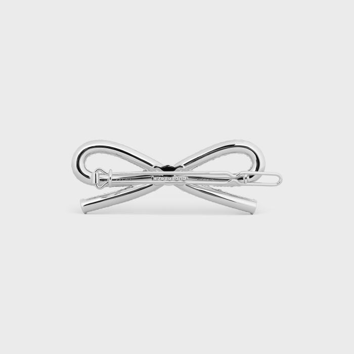 NIGO Celing Logo Design Brass Crystal Rhodium Plated Rhinestone Hair Clip Women's Silver #nigo317355