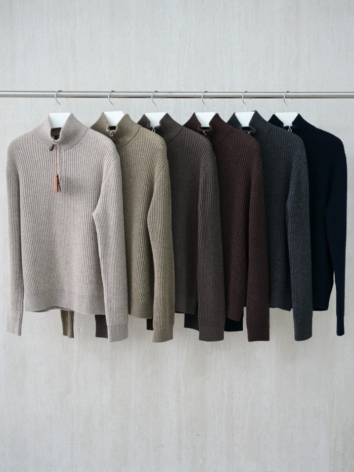 NIGO Loro Piana Plane Tree Men's Sweater Ribbed Turtleneck Half-zip Pullover Long-sleeved Cashmere Sweater #nigo332989