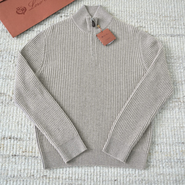 NIGO Loro Piana Plane Tree Men's Sweater Ribbed Turtleneck Half-zip Pullover Long-sleeved Cashmere Sweater #nigo332989
