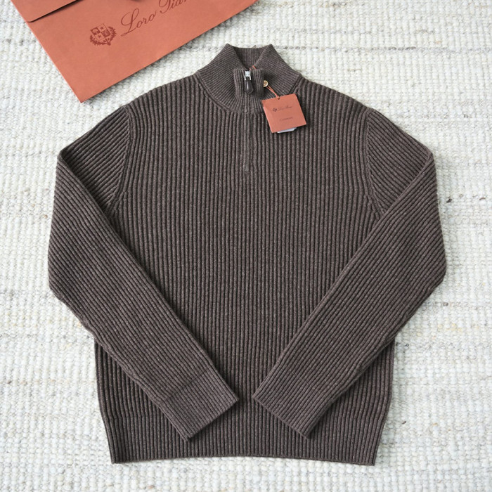 NIGO Loro Piana Plane Tree Men's Sweater Ribbed Turtleneck Half-zip Pullover Long-sleeved Cashmere Sweater #nigo332989