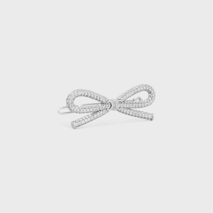 NIGO Celing Logo Design Brass Crystal Rhodium Plated Rhinestone Hair Clip Women's Silver #nigo317355