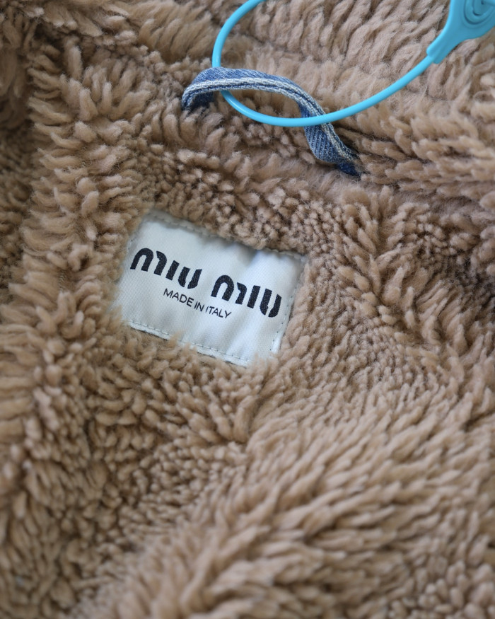 NIGO MiuMiu Denim and Wool Trucker Jacket Washed Embroidery Light Blue #nigo332979