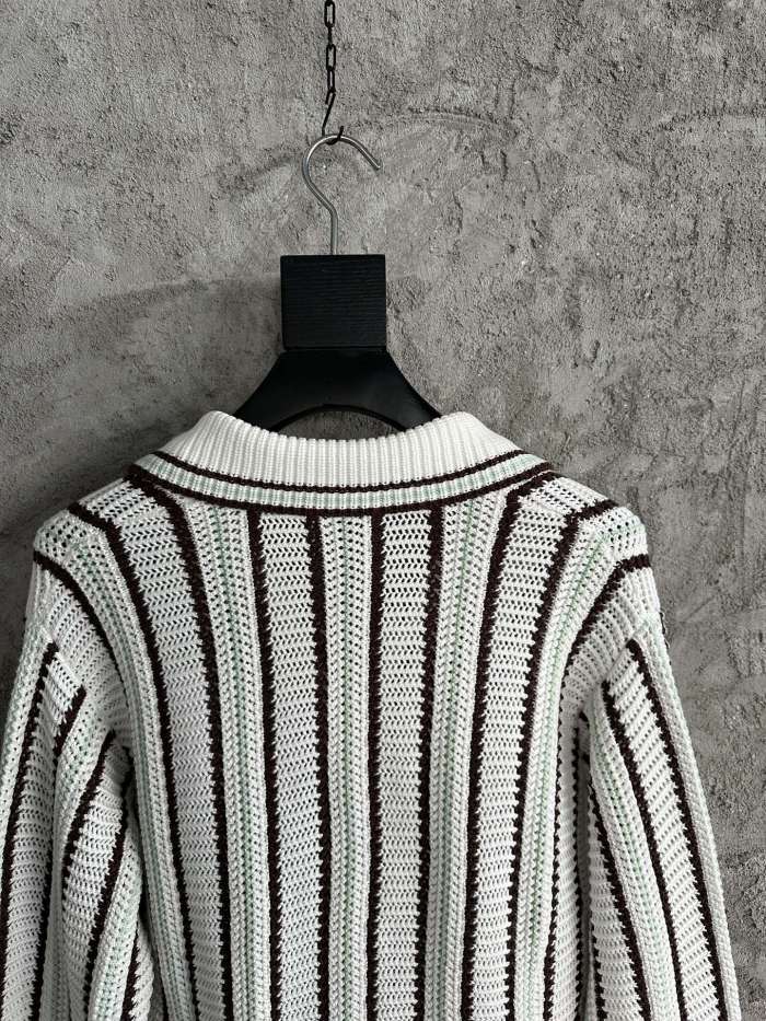 CASABLANCA 25SS Men's Brown Vertical Striped Long-sleeved Sweater Cardigan #nigo333098