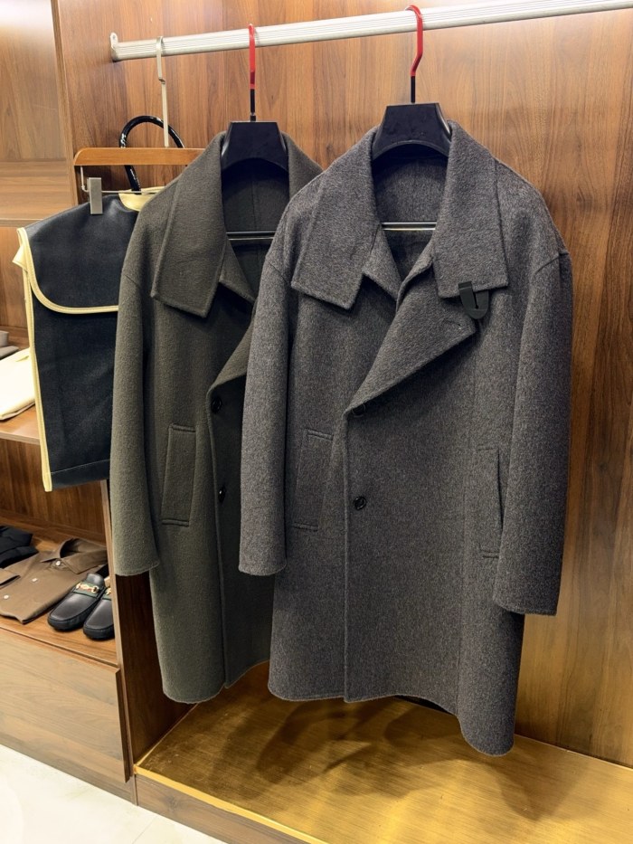 NIGO Hermes Men's Large Lapel Wool Slightly Wide Version Long Cashmere Coat #nigo333099