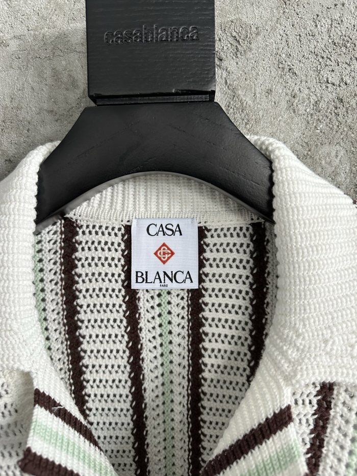 CASABLANCA 25SS Men's Brown Vertical Striped Long-sleeved Sweater Cardigan #nigo333098
