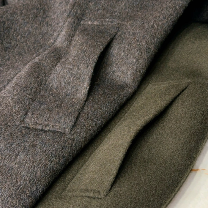 NIGO Hermes Men's Large Lapel Wool Slightly Wide Version Long Cashmere Coat #nigo333099