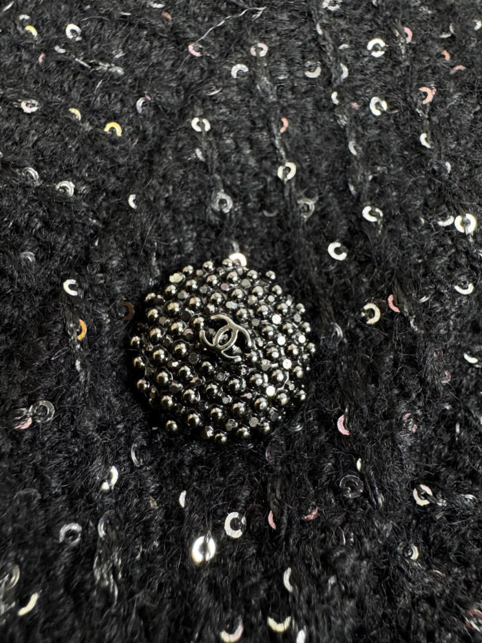 NIGO Chanel 25B Black Sequined Tweed Jacket #nigo333126