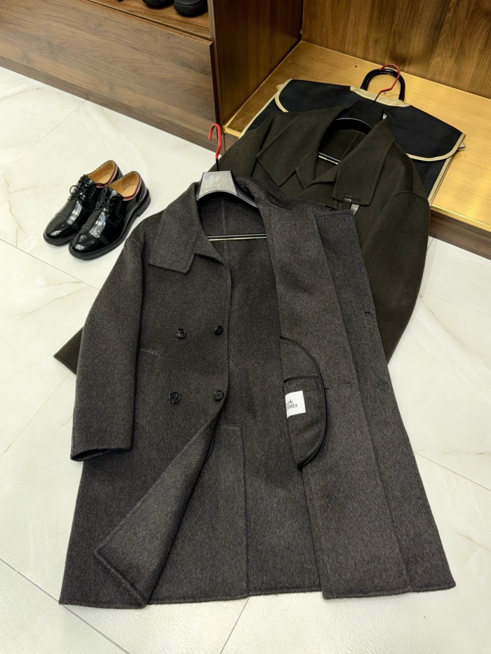 NIGO Hermes Men's Large Lapel Wool Slightly Wide Version Long Cashmere Coat #nigo333099