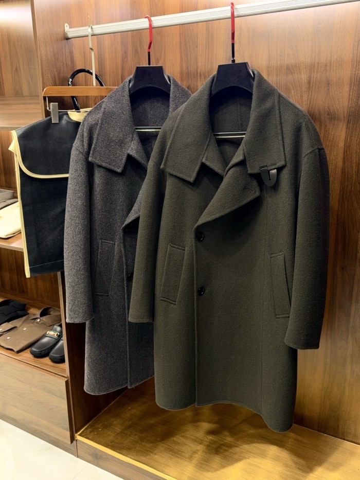 NIGO Hermes Men's Large Lapel Wool Slightly Wide Version Long Cashmere Coat #nigo333099