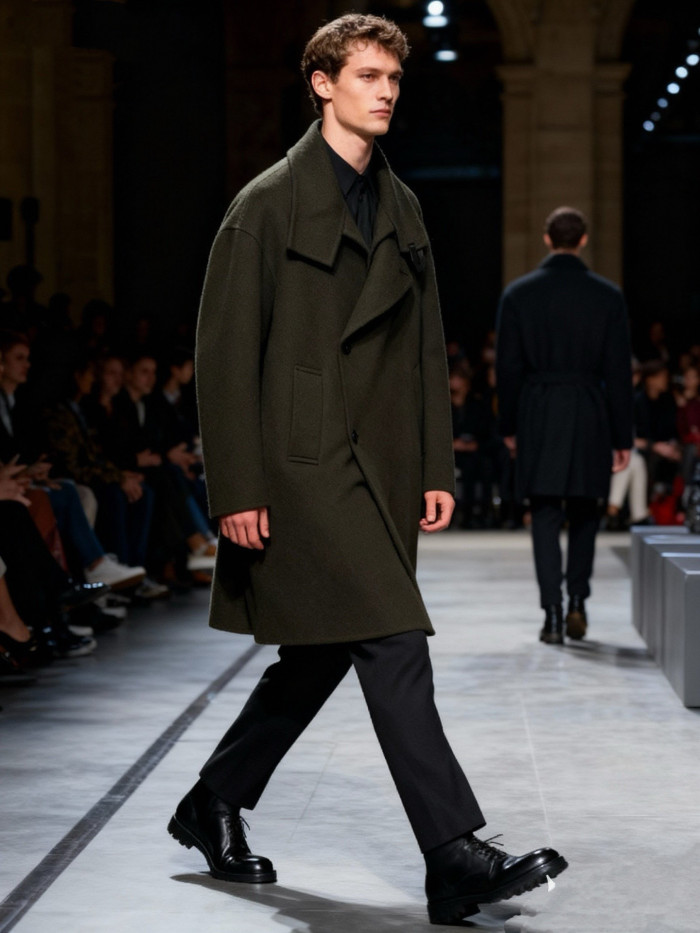 NIGO Hermes Men's Large Lapel Wool Slightly Wide Version Long Cashmere Coat #nigo333099