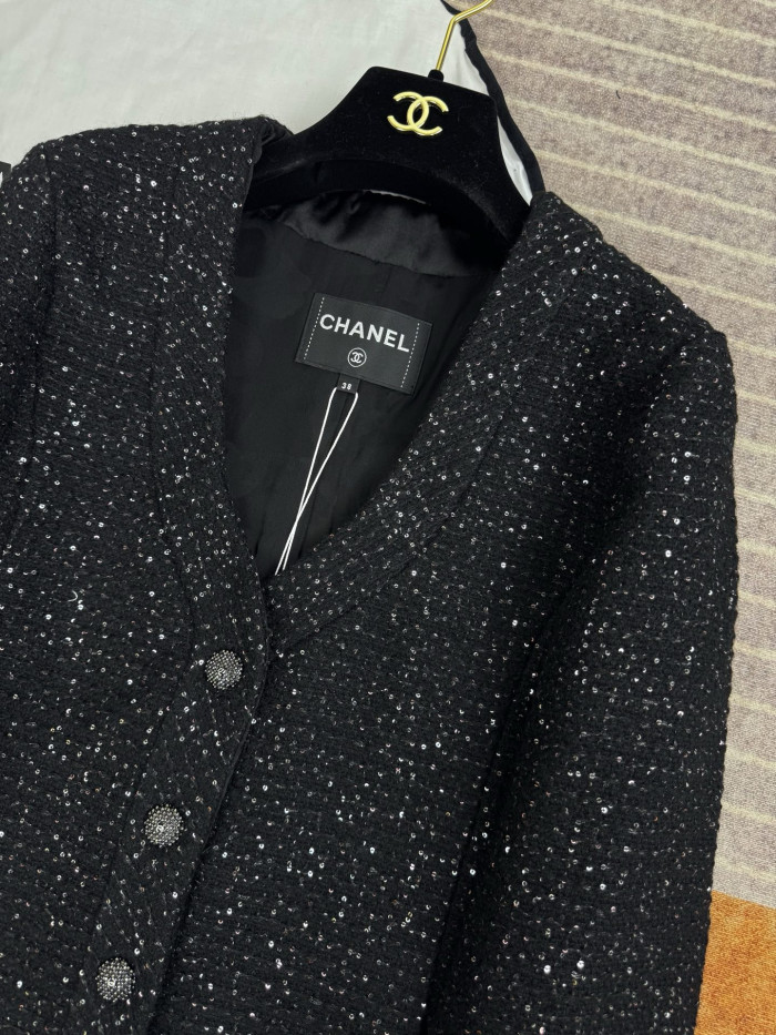 NIGO Chanel 25B Black Sequined Tweed Jacket #nigo333126