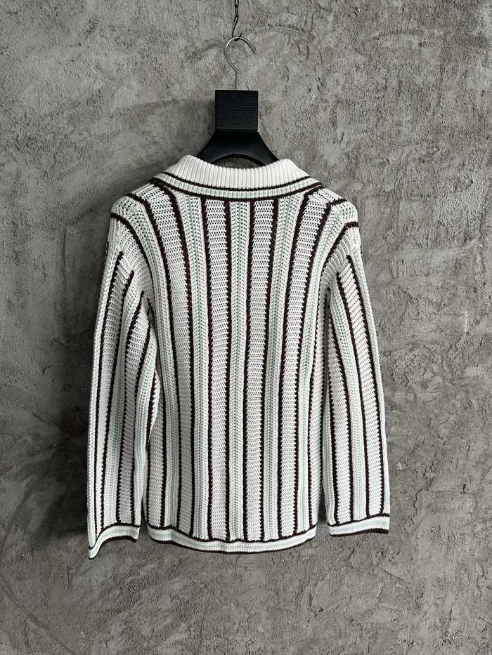 CASABLANCA 25SS Men's Brown Vertical Striped Long-sleeved Sweater Cardigan #nigo333098