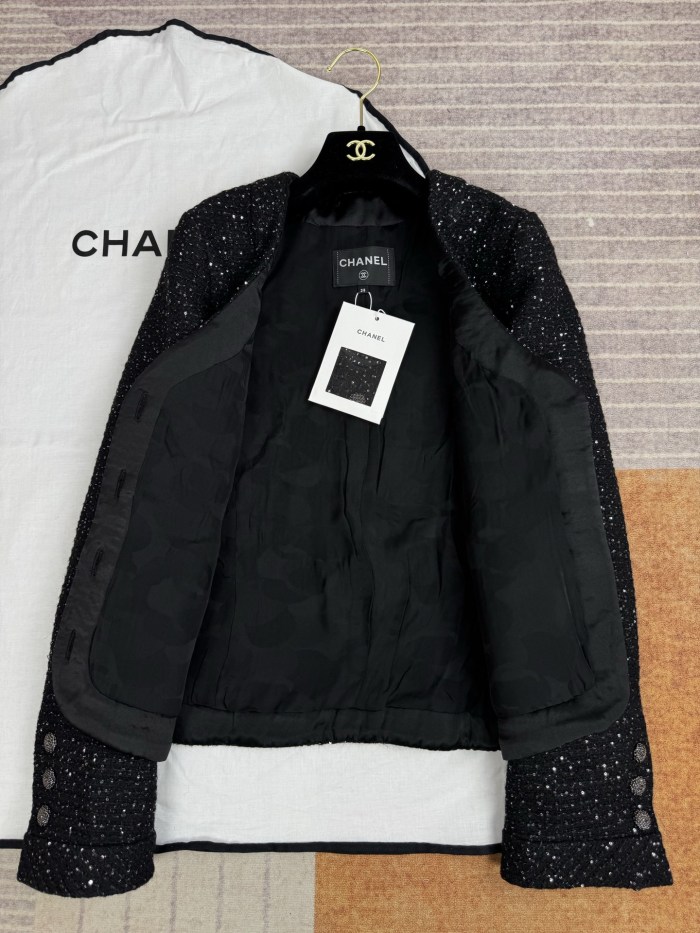 NIGO Chanel 25B Black Sequined Tweed Jacket #nigo333126