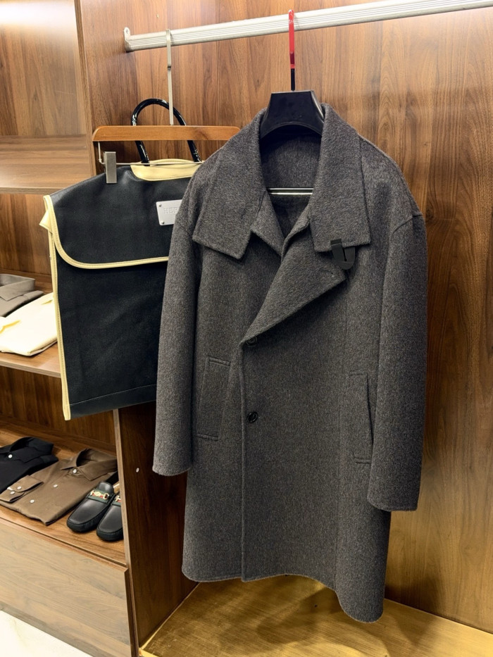 NIGO Hermes Men's Large Lapel Wool Slightly Wide Version Long Cashmere Coat #nigo333099