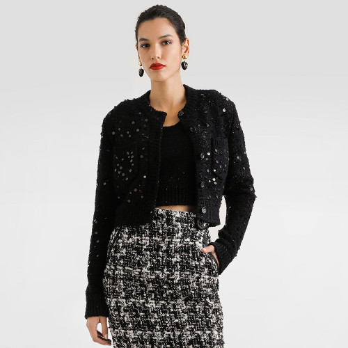 NIGO Dolce Gabbana Women's Wool blend Cardigan in Black #nigo333095