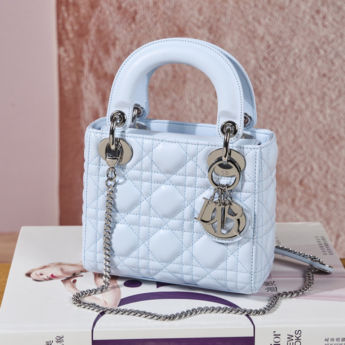 NIGO Dior Dior Lady Lambskin Cannage Quilted Metal Pendant Mini Bag #nigo333088