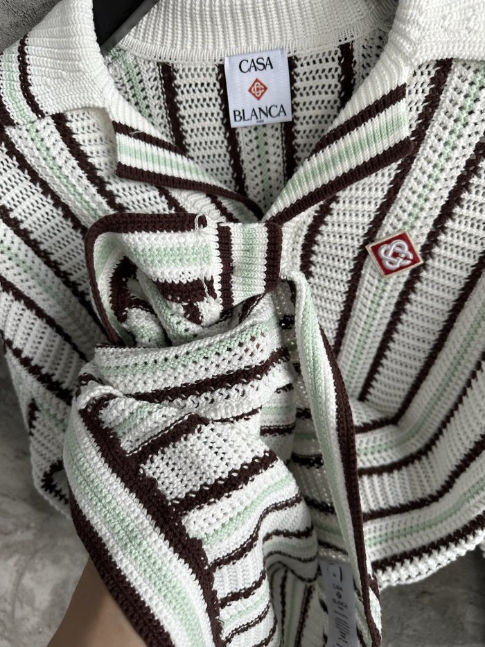 CASABLANCA 25SS Men's Brown Vertical Striped Long-sleeved Sweater Cardigan #nigo333098