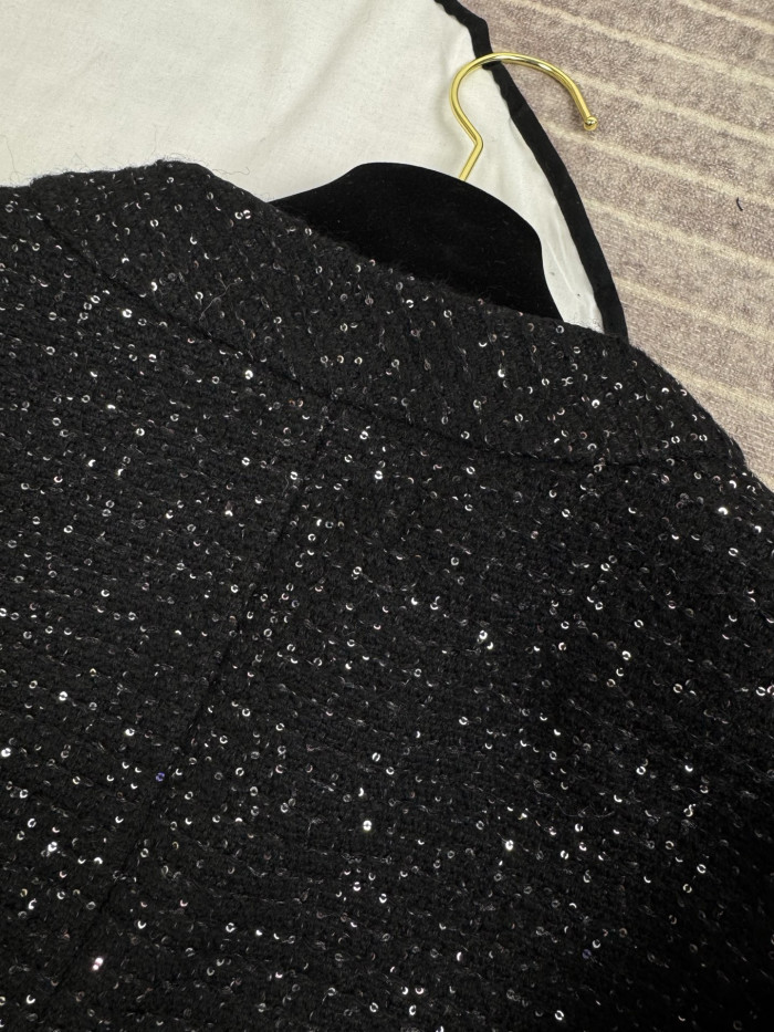 NIGO Chanel 25B Black Sequined Tweed Jacket #nigo333126