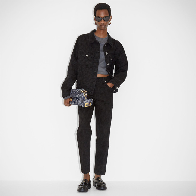 NIGO Fendi FF Motif Denim Jacket Long Jeans Jeans Black #nigo333143