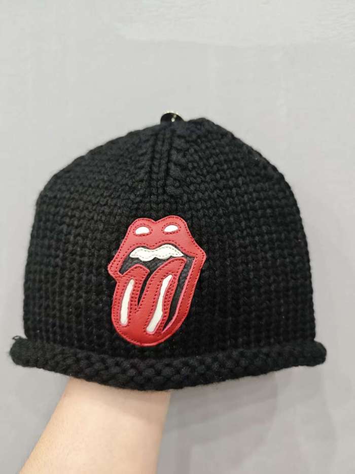 Chrome hearts x Roiling Stone 925 Silver Black Cashmere Knitted Cold Hat #nigo328756