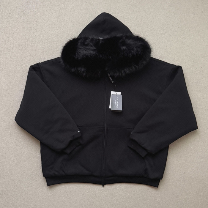 NIGO Balenciaga Fluffy Hoodie Washed Black Zipper Hooded Sweatshirt #nigo333184