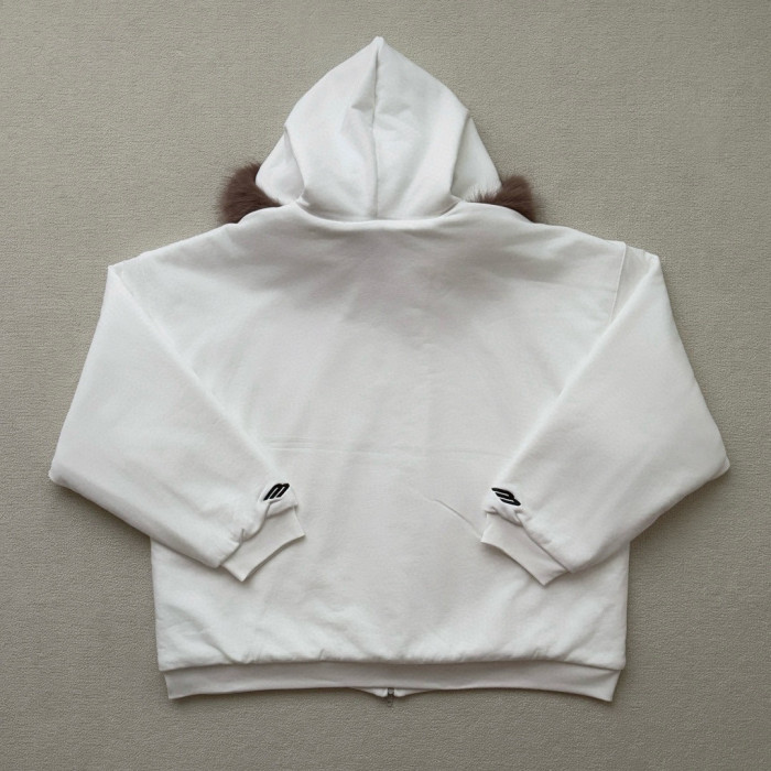 NIGO Balenciaga Fluffy Hoodie Washed Black Zipper Hooded Sweatshirt #nigo333184